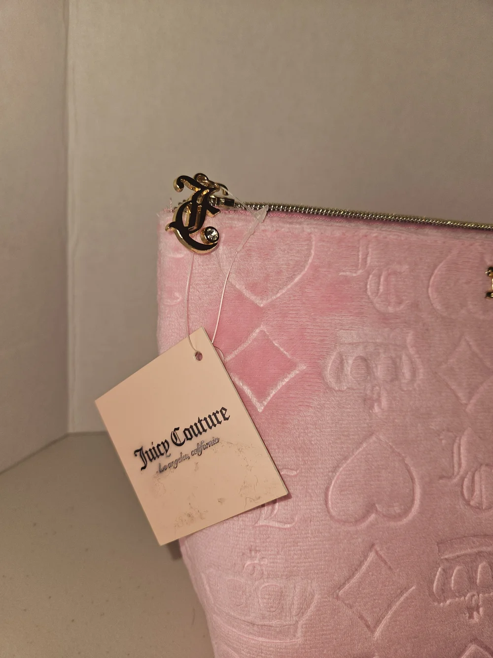 NWT Juicy Couture Pink Velvet Logo Cosmetic Pouch